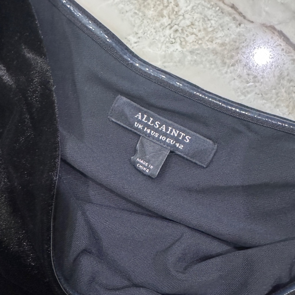 NEW! AllSaints Daphne Black Velvet One-Shoulder Bodysuit Size 10 - Picture 7 of 7